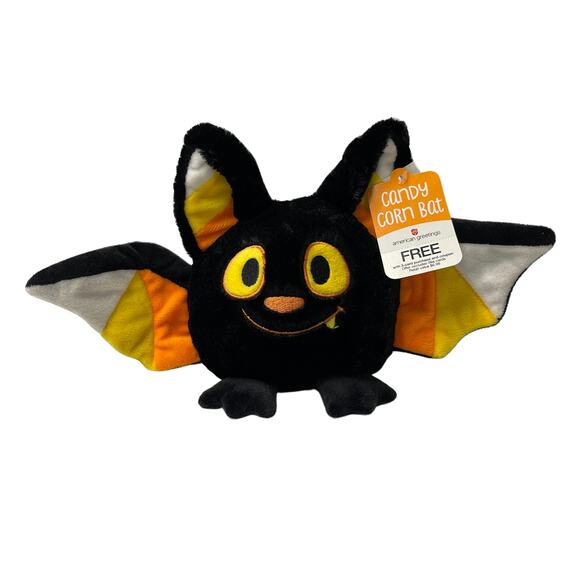 Halloween Candy Corn Black Bat Plush Stuffed Toy American Greetings Spooky Cute - Picture 1 of 10